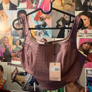 Missguided croc embossed faux leather top in mauve